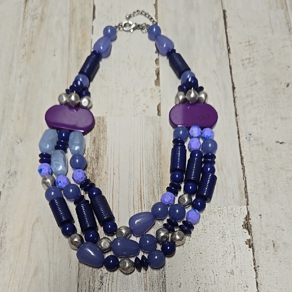 Elegant Purple and Blue Beaded Necklace